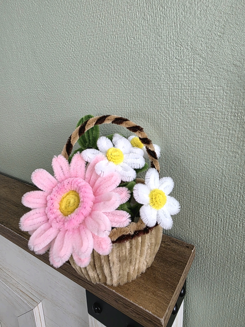 Handmade Pink and White Daisy Basket - Kids Accessory